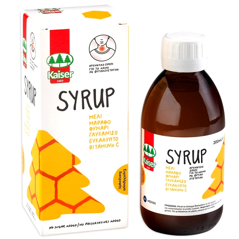 Kaiser Kaiser Classic Syrup Συμπλήρωμα Διατροφής με Μέλι, Εκχυλίσματα Βοτάνων & Βιταμίνη C σε Πόσιμο Υγρό για Ενίσχυση του Ανοσοποιητικού & Ανακούφιση του Ερεθισμένου Λαιμού & Βήχα με Ευχάριστη Γεύση 200ml