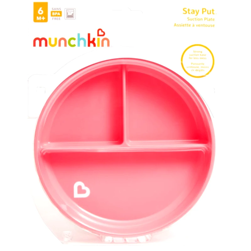 Munchkin Munchkin Stay Put Suction Plate 6m+ Πιατάκι για Μωρά με Βάση Αναρρόφησης για Μεγάλη Σταθερότητα 1 Τεμάχιο - Ροζ