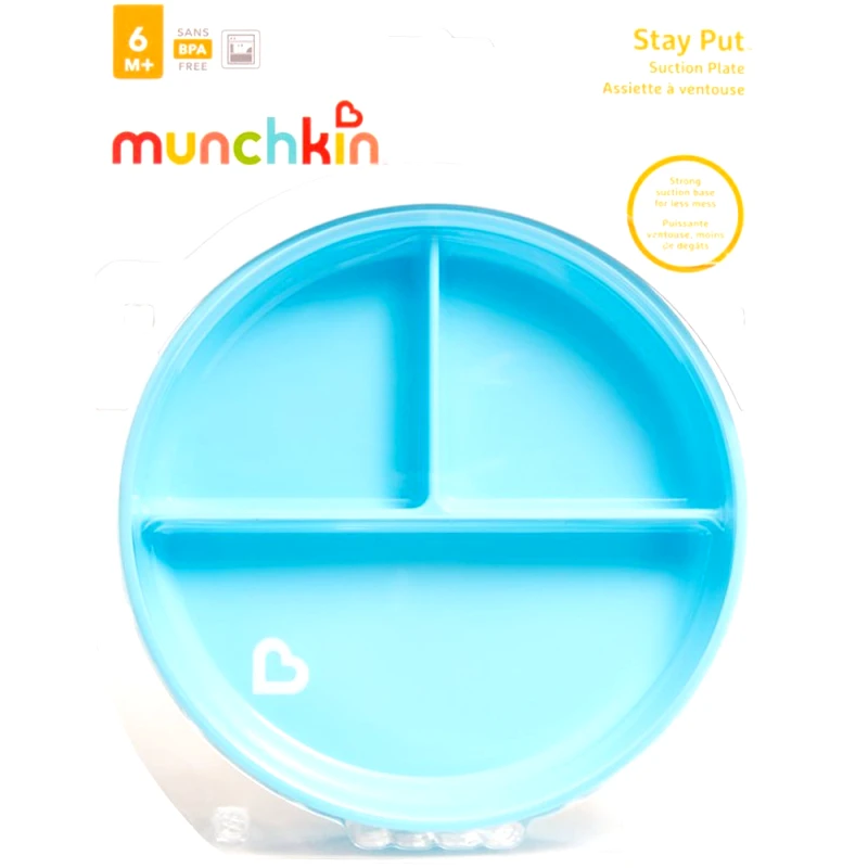 Munchkin Munchkin Stay Put Suction Plate 6m+ Πιατάκι για Μωρά με Βάση Αναρρόφησης για Μεγάλη Σταθερότητα 1 Τεμάχιο - Γαλάζιο