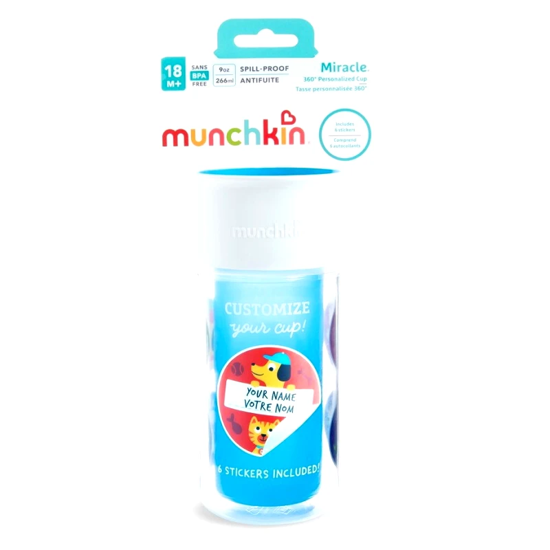 Munchkin Munchkin Miracle 360 Insulated Sticker Cup Κύπελο Θερμός Μπλε 266ml
