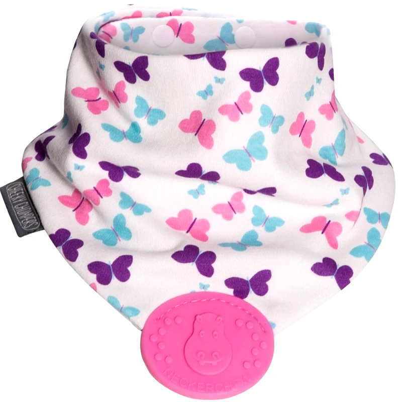 Cheeky Chompers Cheeky Chompers Neckerchew Theething Bib 2m+ Κωδ 88189 - Butterfly World Υφασμάτινη Σαλιάρα Διπλής Όψεως με Ρυθμιζόμενο Κουμπί & Μασητικό, 1 Τεμάχιο
