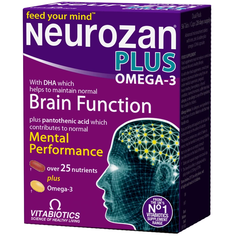 Vitabiotics Vitabiotics Neurozan Plus Omega-3 Συμπλήρωμα Διατροφής που Ενισχύει την Εγκεφαλική Λειτουργία 28tabs / 28caps