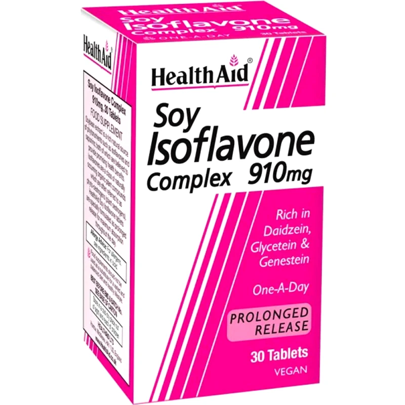 Health Aid Health Aid Soy Isoflavone Complex 910mg Συμπλήρωμα Διατροφής με Ισοφλαβίνες Σόγιας για την Αντιμετώπιση των Συμπτωμάτων της Εμμηνόπαυσης Καλή Υγεία της Καρδιάς, Οστών & Ορμονική Ισορροπία 30tabs