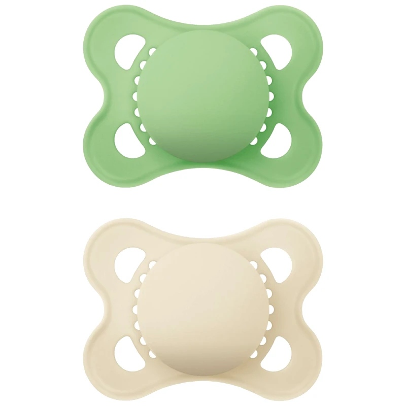 Mam Mam Original Unprinted Silicone Soother 2-6m Ορθοδοντική Πιπίλα Σιλικόνης με Θήκη Μεταφοράς & Αποστείρωσης 2 Τεμάχια  Κωδ 118SBc - Πράσινο / Γκρι