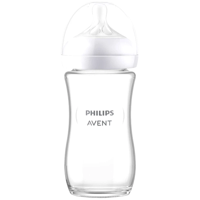 Philips Avent Philips Avent Natural Response Glass Bottle 1m+ Γυάλινο Μπιμπερό με Θηλή Σιλικόνης Ροής 3 Οπών 240ml Κωδ SCY933/01