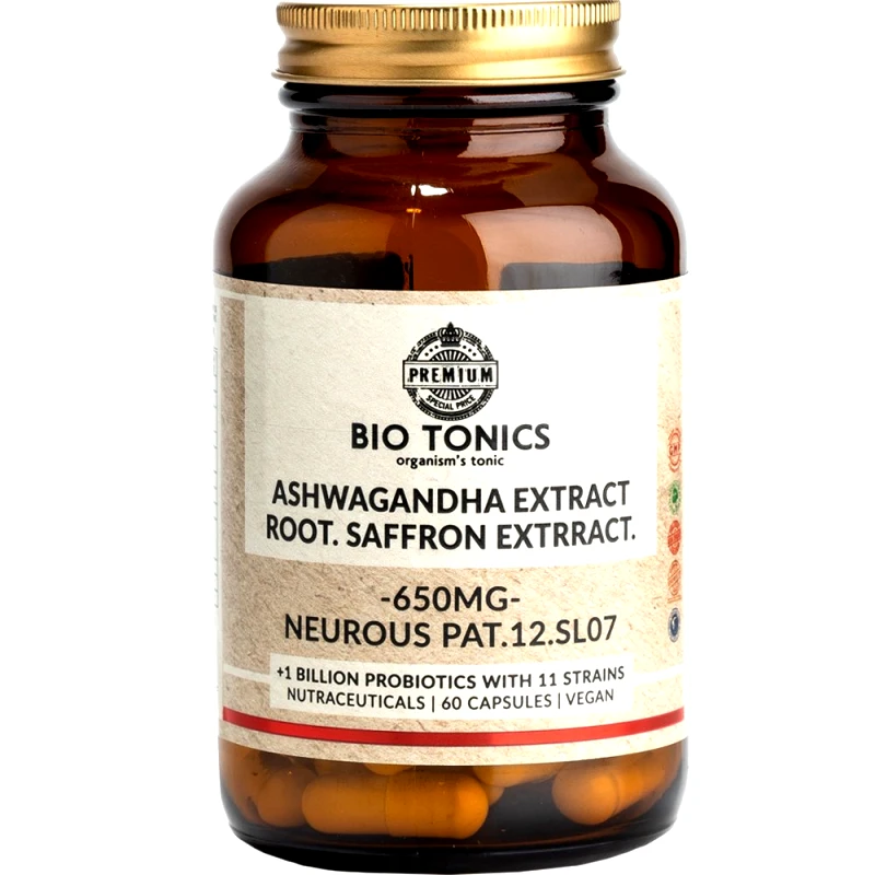 Bio Tonics Bio Tonics Ashwagandha & Root Saffron Extract Συμπλήρωμα Διατροφής Εκχυλίσματος των Βοτάνων Ασβαγκάντας, Κρόκου & Ροδιόλας για Καλύτερη Διαχείριση του Άγχους & Ενίσχυση της Διάθεσης με Φυσικό Τρόπο 60caps