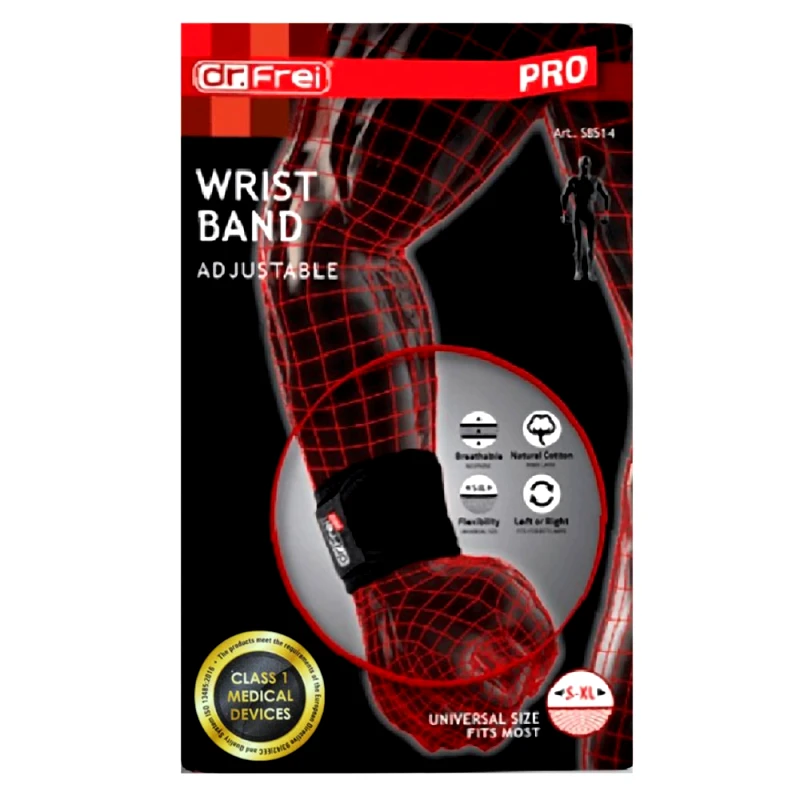 Dr.Frei Dr. Frei Adjustable Black Wrist Band One Size Αμφιδέξιο Περικάρπιο Μαύρο 1 Τεμάχιο
