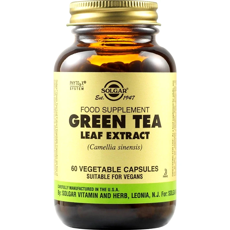Solgar Solgar Green Tea Leaf Extract Συμπλήρωμα Διατροφής Εκχυλίσματος Φύλλων Πράσινου Τσαγιού για την Επιτάχυνση της Καύσης του Αποθηκευμένου Λίπους με Αντιοξειδωτική Δράση 60veg.caps