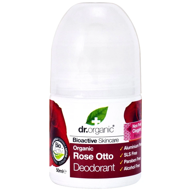 Dr Organic Dr Organic Rose Otto Deodorant Αποσμητικό σε Μορφή Roll-on με Βιολογικό Έλαιο Τριαντάφυλλου 50ml