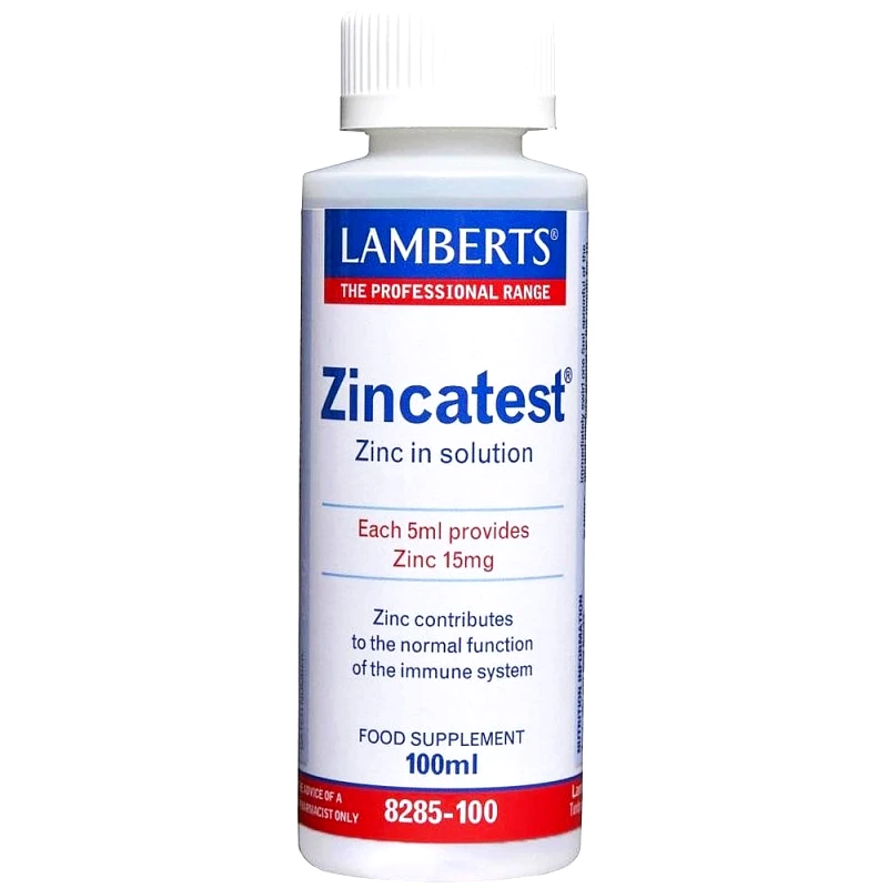 Lamberts Lamberts Zincatest Συμπλήρωμα Διατροφής με Θειικό Ψευδάργυρο Υψηλής Απορροφησιμότητας για την Καλή Λειτουργία του Ανοσοποιητικού & Υγιή Μαλλιά, Νύχια & Δόντια σε Υγρή Μορφή 100ml