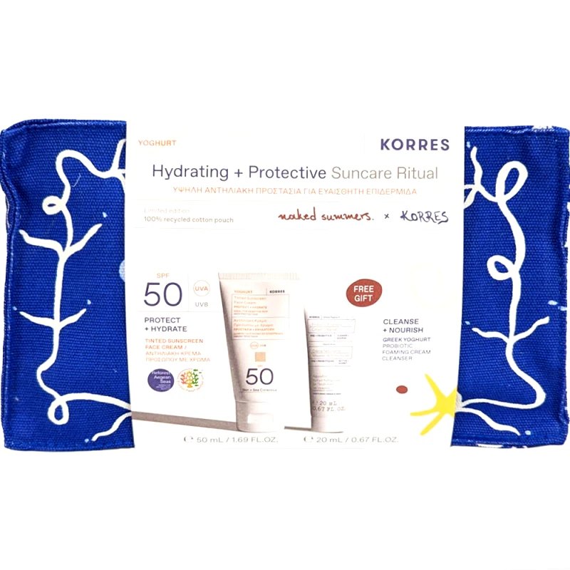 Korres Korres Promo Greek Yoghurt Tinted Sunscreen Face Cream Protect & Hydrate Spf50, 50ml & Δώρο Foaming Cream Cleanser with Pre + Probiotics 20ml & Νεσεσέρ 1 Τεμάχιο