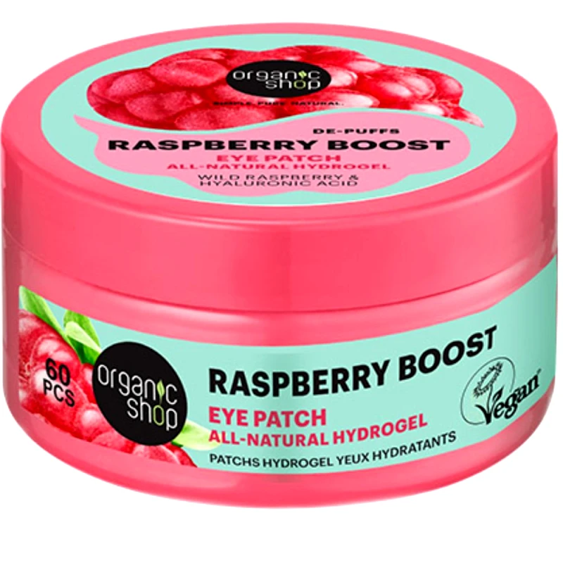 Natura Siberica Organic Shop Raspberry De-Puffs Eye Patch Patches Ματιών με Βατόμουρο για Μείωση Πρηξίματος 60 Τεμάχια