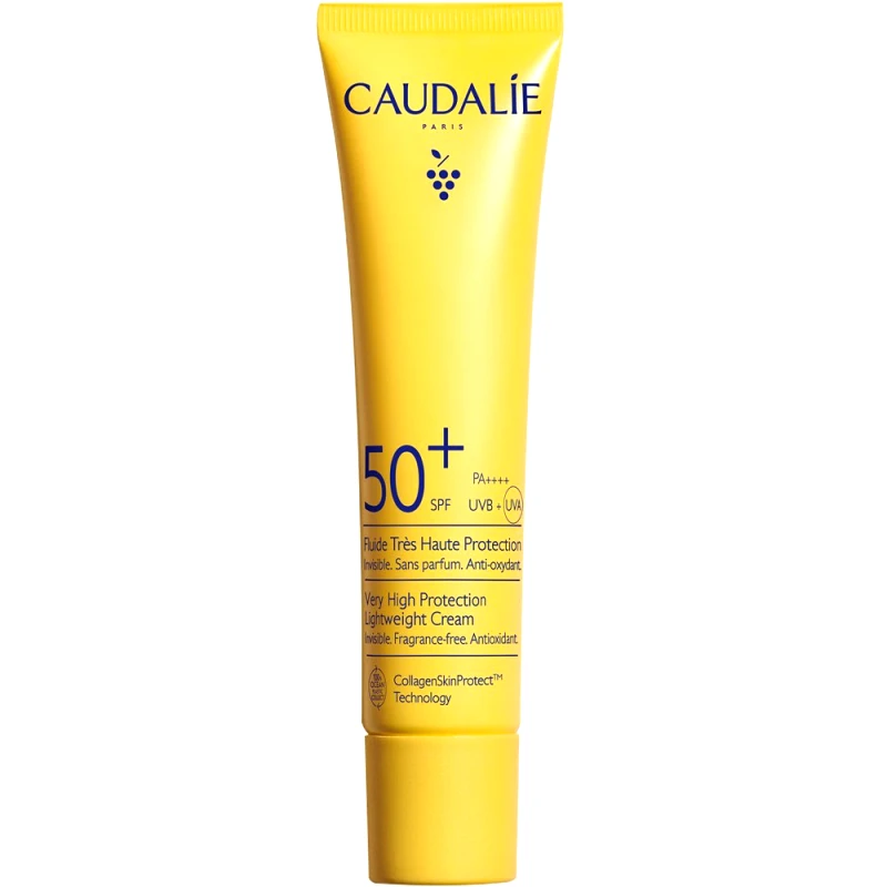 Caudalie Caudalie Vinosun Spf50+ Lightweight Cream Αντηλιακό Προσώπου Πολύ Υψηλής Προστασίας με Διάφανο Αποτέλεσμα Χωρίς Άρωμα Κατάλληλο & για Ευαίσθητες Επιδερμίδες 40ml
