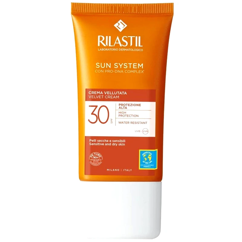 Rilastil Rilastil Sun System Velvet Face Cream Spf30, Αντηλιακή, Ενυδατική Κρέμα Προσώπου Υψηλής Προστασίας 50ml