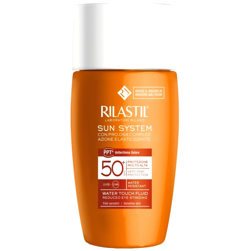 Rilastil Rilastil Sun System Water Touch Fluid Spf50+ Λεπτόρρευστη Αντηλιακή Κρέμα Προσώπου Πολύ Υψηλής Προστασίας που Μειώνει την Πιθανότητα Ερεθισμού των Ματιών 50ml