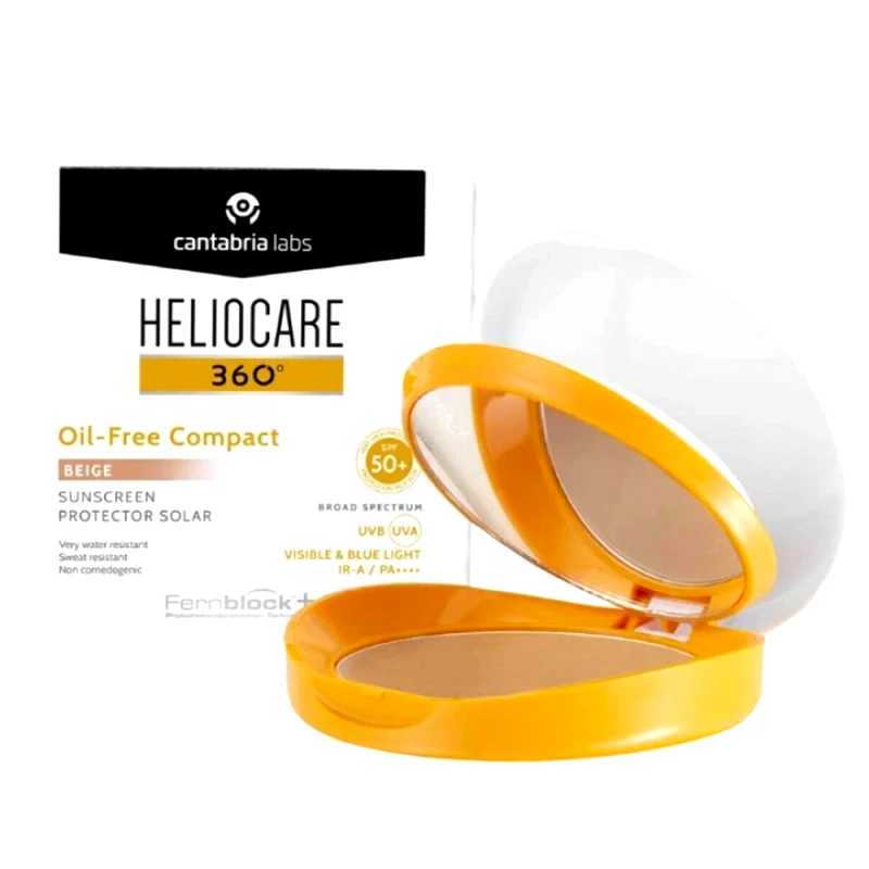 Cantabria Labs Heliocare 360 Oil Free Spf50+ Compact Color Beige Sunscreen Αντηλιακό Προσώπου Πολύ Υψηλής Προστασίας Compact Make Up με Χρώμα 10g