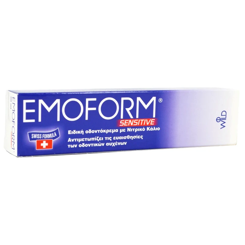 Emoform Emoform Sensitive Swiss Ειδική Οδοντόκρεμα με Νιτρικό Κάλιο 50ml,Για Ευαίσθητα Δόντια ή Απογυμνωμένους Οδοντικούς Αυχένες