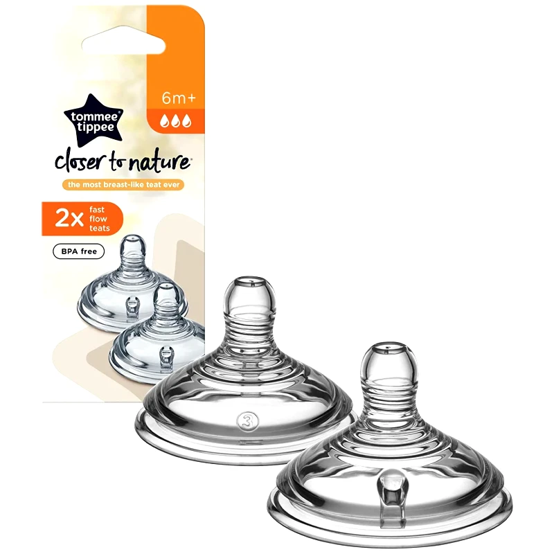 Tommee Tippee Tommee Tippee Closer to Nature Fast Flow Teats 6m+ Κωδ 42112452 Θηλές Σιλικόνης Γρήγορης Ροής από 6 Μηνών 2 Τεμάχια