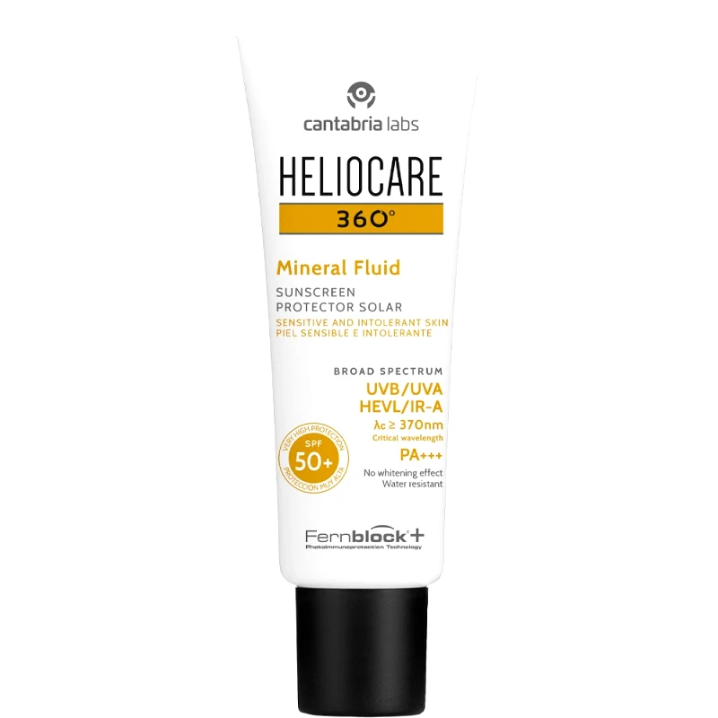 Cantabria Labs Heliocare 360 Mineral Fluid Spf50+ Protector Solar Sunscreen Αντηλιακό Προσώπου Πολύ Υψηλής Προστασίας για το Ευαίσθητο Δυσανεκτικό Δέρμα 50ml
