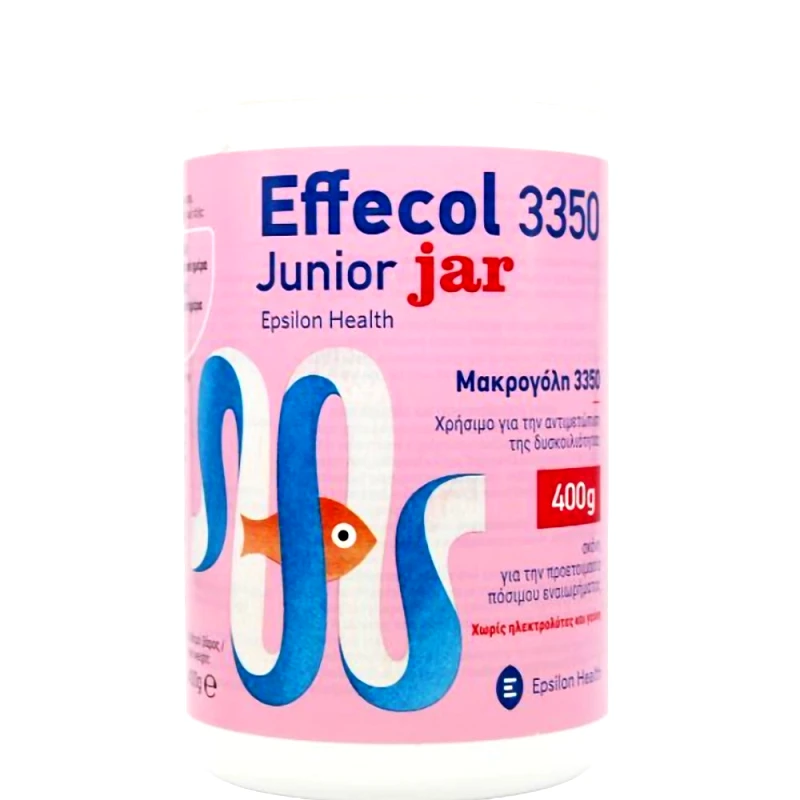 EPSILON HEALTH Epsilon Health Effecol 3350 Junior Jar Πόσιμο Υπακτικό Μακρογόλης 3350 σε Μορφή Σκόνης για την Αντιμετώπιση της Περιστασιακής & Χρόνιας Δυσκοιλιότητας Όλων των Τύπων σε Παιδιά & Βρέφη Άνω των 6 Μηνών 400g