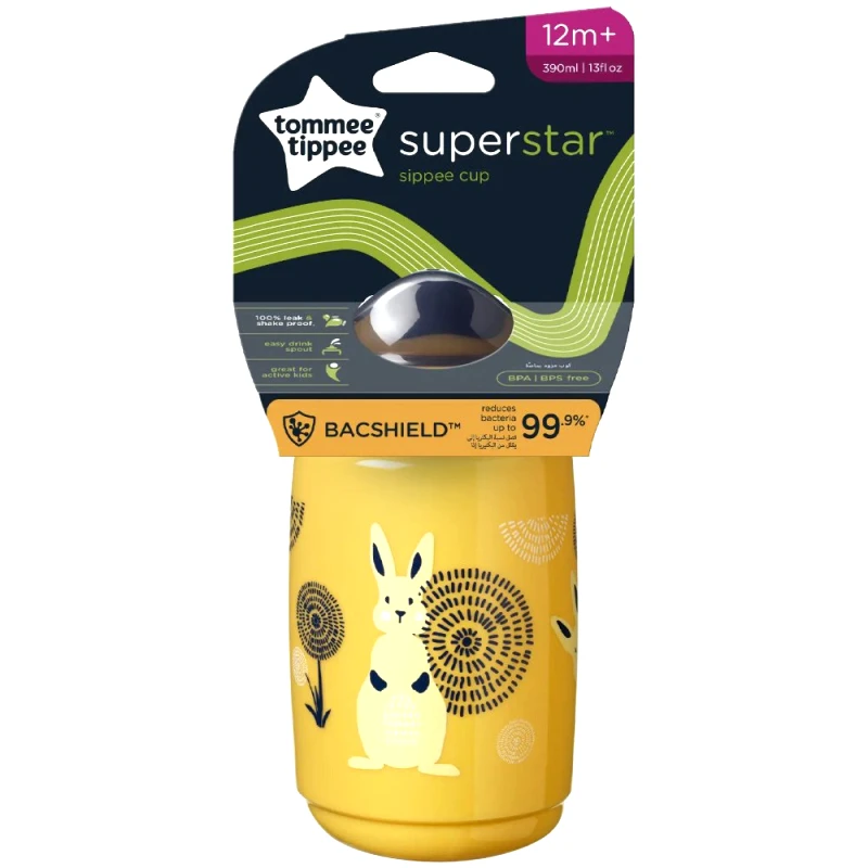 Tommee Tippee Tomme Tippe SuperStar Bacshield Sippee Cup 12m+ Εκπαιδευτικό Πλαστικό Κύπελλο με Στόμιο Σιλικόνης για Μικρά Παιδιά 390ml