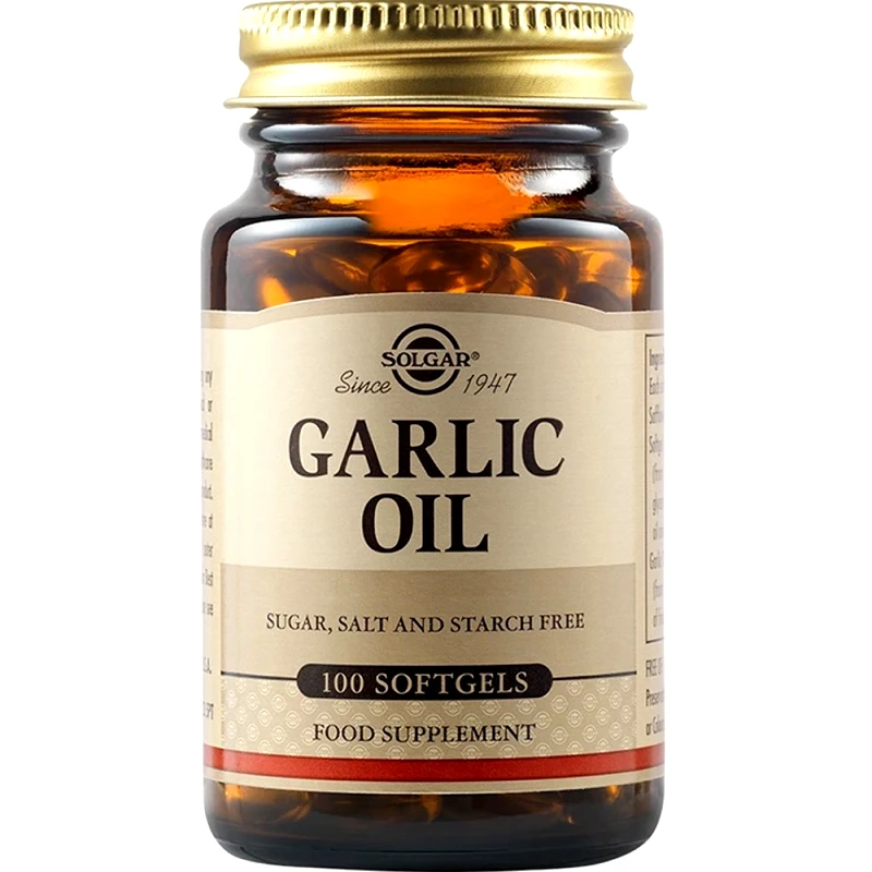 Solgar Solgar Garlic Oil Συμπλήρωμα Διατροφής Έλαιου Σκόρδου για τη Θωράκιση του Καρδιαγγειακού Συστήματος & Μείωση της Υψηλής Πίεσης με Αντιφλεγμονώδεις Ιδιότητες 100 Softgels