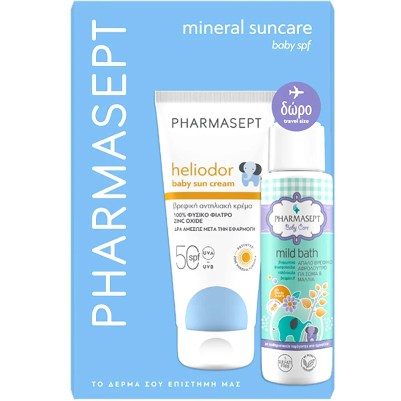 Pharmasept Pharmasept Promo Heliodor Baby Sun Cream Spf50 100ml & Δώρο Travel Size Baby Care Mild Bath 100ml