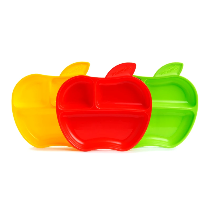 Munchkin Munchkin Apple Pomme από 6 Μηνών Παιδικά Πιάτα σε Σχέδιο Μήλο 3 Τεμάχια