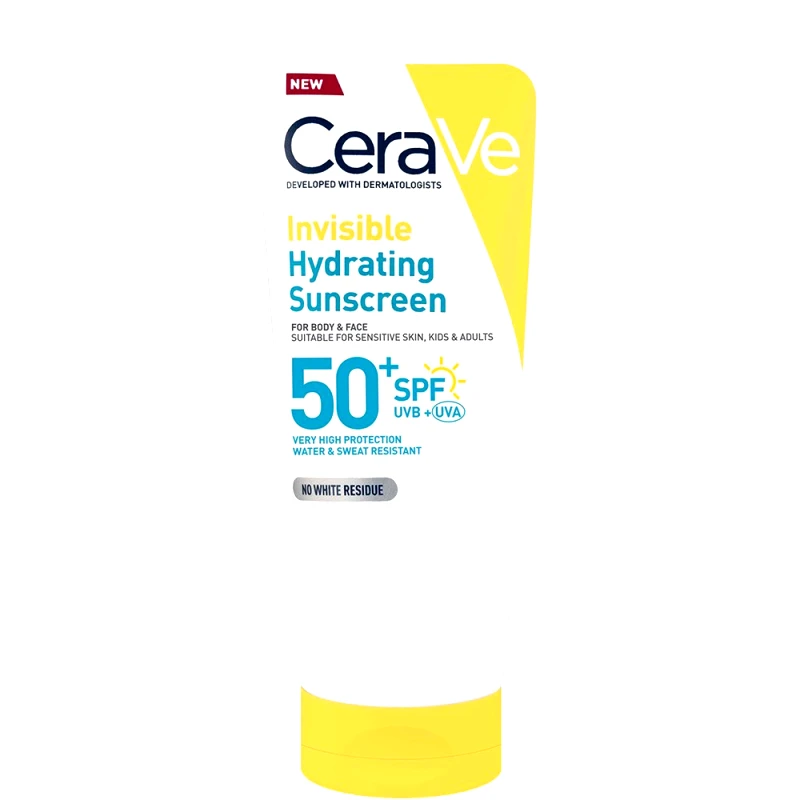 Cerave Cerave Invisible Hydrating Spf50+ Sunscreen Αντηλιακό Προσώπου & Σώματος Πολύ Υψηλής Προστασίας Κατάλληλο για Ευαίσθητο Δέρμα για Παιδιά & Ενήλικες 75ml