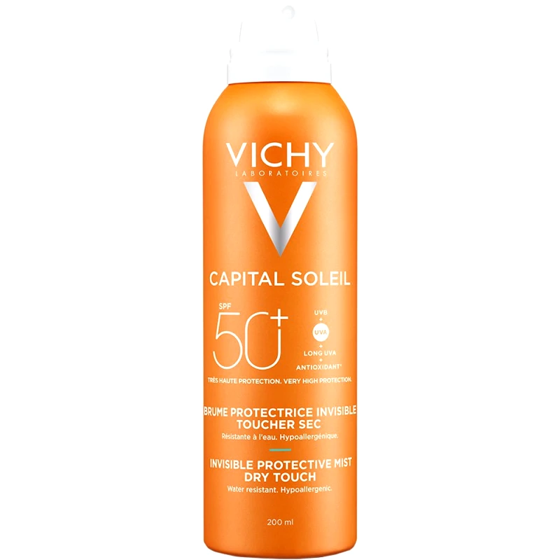 Vichy Vichy Capital Soleil Spf50+ Invisible Protective Mist Αντηλιακό Σώματος Πολύ Υψηλής Προστασίας σε Μορφή Mist Ανθεκτικό στο Νερό με Ενυδατική Δράση 200ml