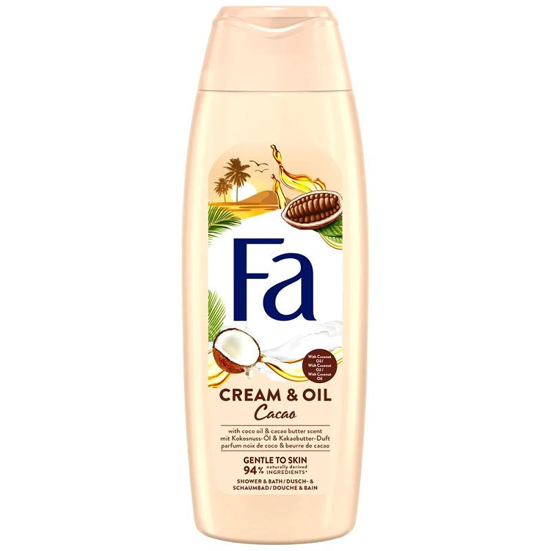 FA Fa Foam Bath Cream & Oil Cacao Κρεμώδες Αφρόλουτρο με Έλαιο Καρύδας & Βούτυρο Κακάο για Αίσθηση Απαλότητας στο Ξηρό Δέρμα 750ml