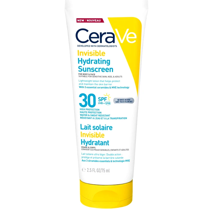 Cerave Cerave Invisible Hydrating Spf30 Sunscreen Αντηλιακό Προσώπου & Σώματος Υψηλής Προστασίας Κατάλληλο για Ευαίσθητο Δέρμα για Παιδιά & Ενήλικες 75ml