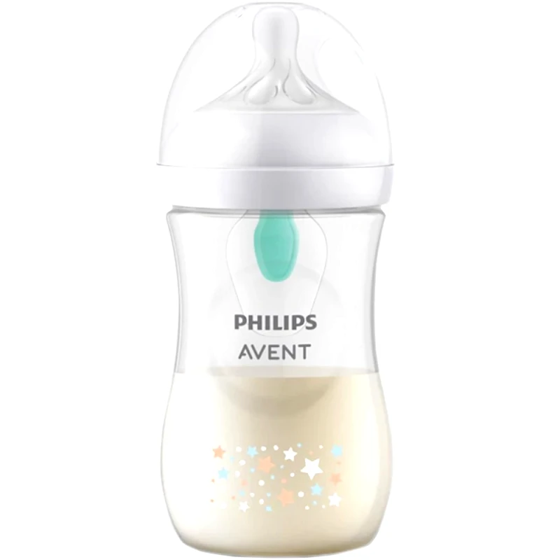 Philips Avent Philips Avent Natural Response Air Free Vent Bottle 3-6m 260ml Μπιμπερό Πολυπροπυλενίου με Θηλή Σιλικόνης Ροής Όπως του Στήθους με Βαλβίδα Σχεδιασμένο για Μείωση των Κολικών Με Σχέδιο Αστέρια & Αρκουδάκι,  Κωδ SCY673/82
