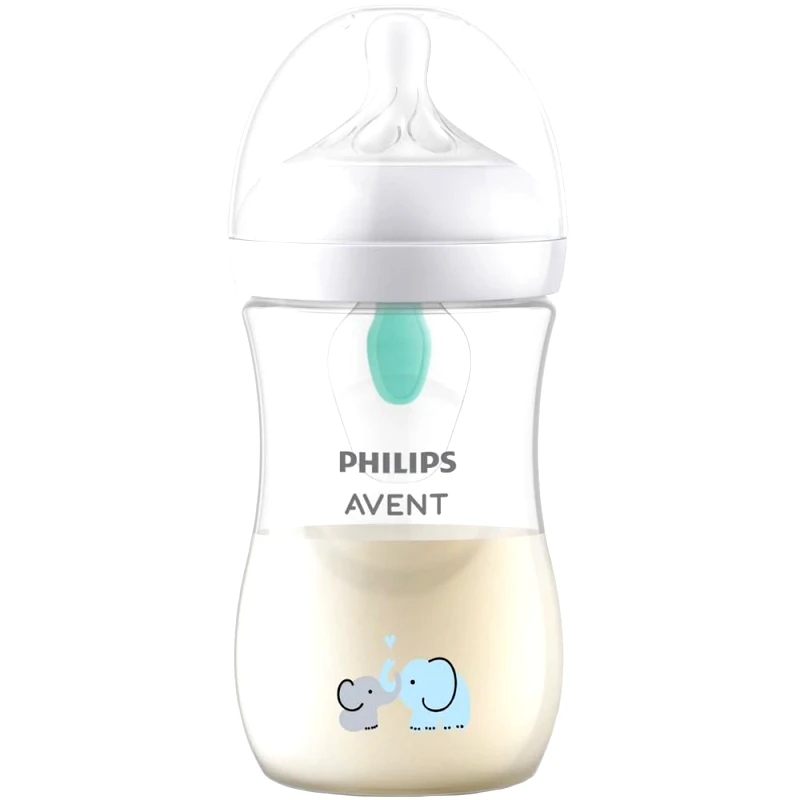 Philips Avent Philips Avent Natural Response Air Free Vent Bottle 3-6m 260ml, Μπιμπερό Πολυπροπυλενίου με Θηλή Σιλικόνης Ροής Όπως του Στήθους με Βαλβίδα Σχεδιασμένο για Μείωση των Κολικών Με Σχέδιο Ελεφαντάκια, Κωδ SCY673/81