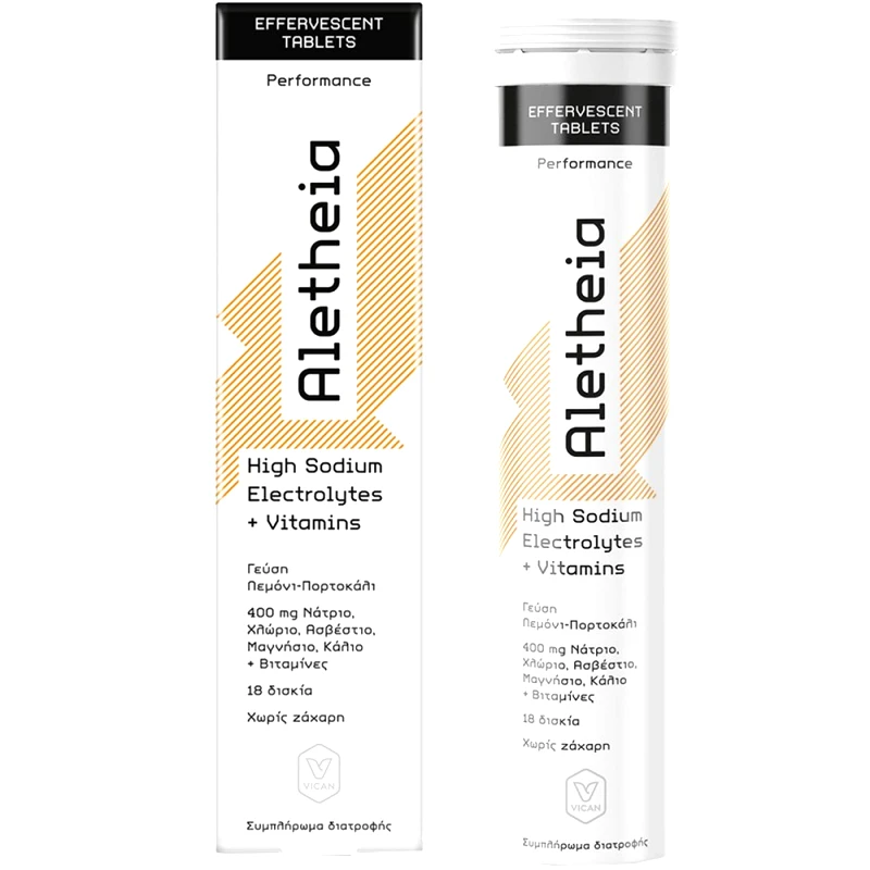 Vican Vican Aletheia High Sodium Electrolytes + Vitamins Συμπλήρωμα Διατροφής Ηλεκτρολυτών & Βιταμινών για Ενυδάτωση, Ενέργεια & Αναπλήρωση Θρεπτικών Συστατικών με Γεύση Λεμόνι - Πορτοκάλι 18 Effer.tabs