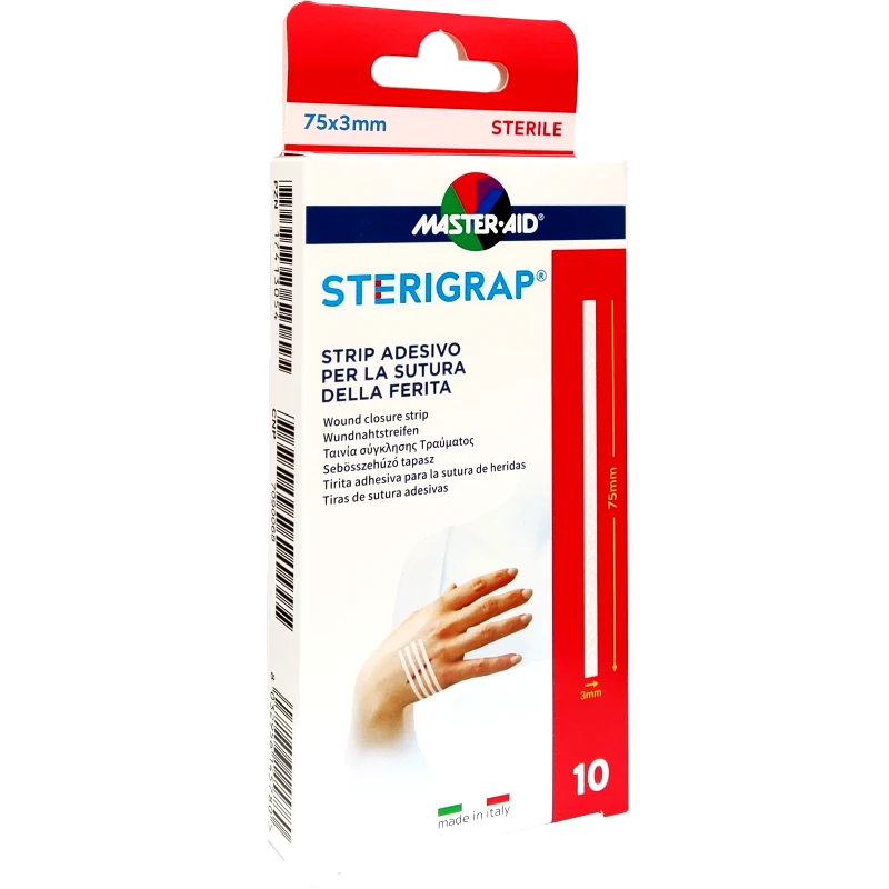 Master Aid Master Aid Sterigrap 75mm x 3 mm Ταινία Σύγκλισης Τραυμάτων 10 Τεμάχια