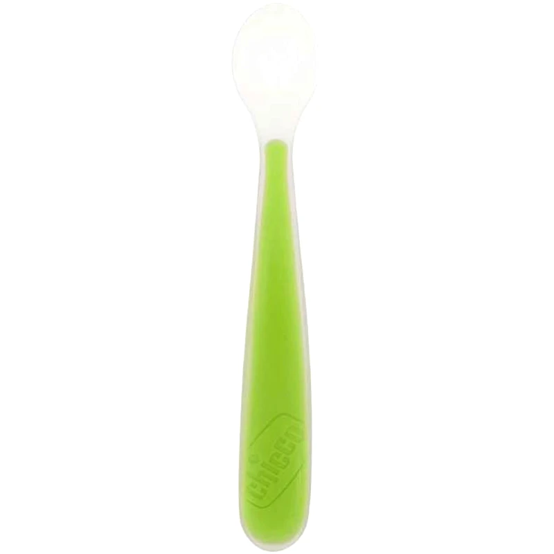 Chicco Chicco Soft Silicone Spoon 6m+ Πράσινο Μαλακό Κουτάλι Σιλικόνης για Εύκολο Κράτημα 1 Τεμάχιο