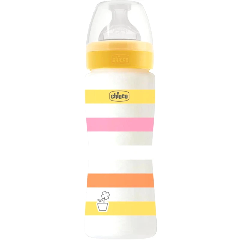 Chicco Chicco Well-Being Colors Girl Πλαστικό Μπιμπερό με Θηλή Γρήγορης Ροής 4m+ Ειδικά Σχεδιασμένο για να Μειώνει τους Κολικούς & τις Παλινδρομήσεις που Προκαλεί το Τάισμα στα Βρέφη 330ml, Κωδ 2863711