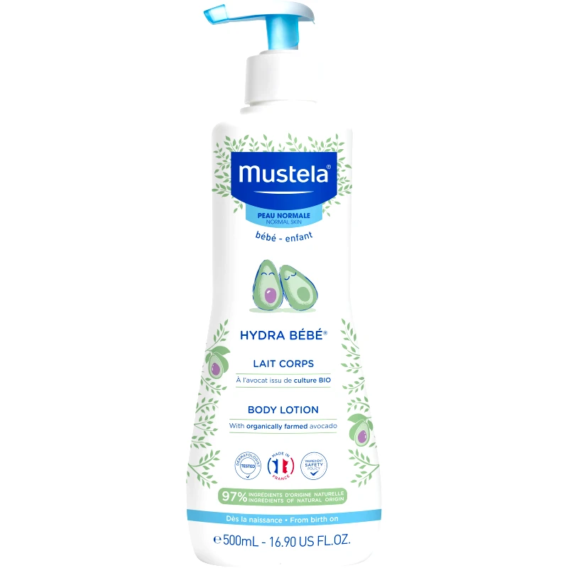 Mustela Mustela Hydra Bebe Body Lotion Ενυδατικό Γαλάκτωμα Σώματος για Βρέφη από την Πρώτη Μέρα Γέννησης, με Αβοκάντο Βιολογικής Καλλιέργειας, με Αντλία 500ml