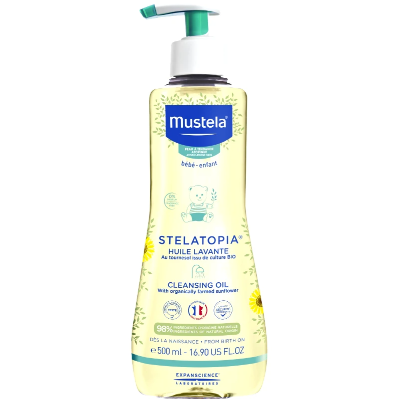 Mustela Mustela Stelatopia Cleansing Oil Βρεφικό Λάδι Καθαρισμού για Σώμα & Μαλλιά 500ml