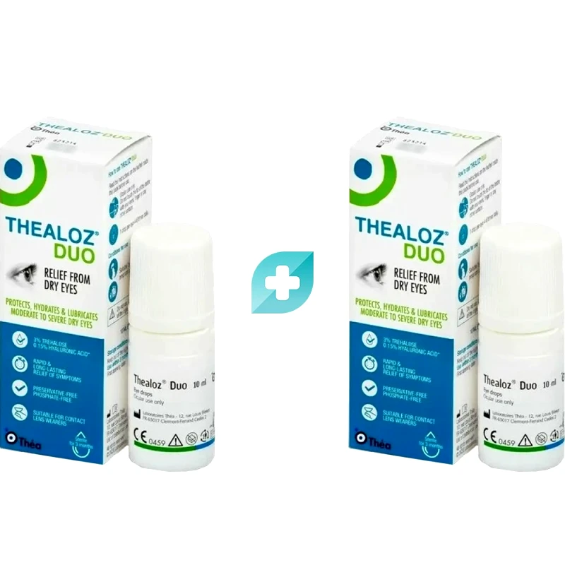 Laboratoires Théa Σετ Thea Thealoz Duo Drops Οφθαλμικές Σταγόνες με Υαλουρονικό Οξύ για Ενυδάτωση, Λίπανση & Προστασία των Ματιών Κατά των Ερεθισμών 20ml (2x10ml)