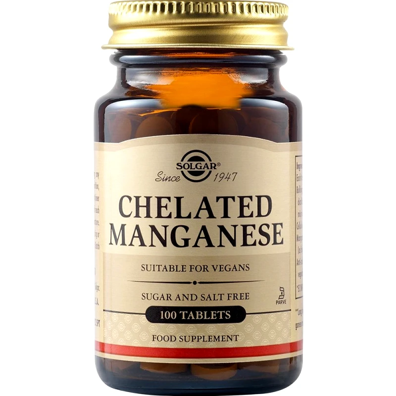 Solgar Solgar Chelated Manganese 8mg Συμπλήρωμα Διατροφής με Μαγγάνιο σε Χηλική Μορφή για Μέγιστη Απορροφησιμότητα για την Αντιμετώπιση του Οξειδωτικού Στρες & την Καλή Υγεία των Οστών 100tabs