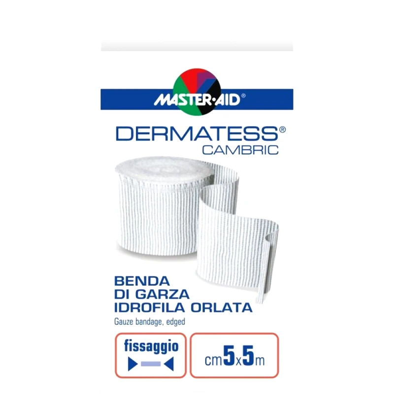 Master Aid Master Aid Dermatess Cambric Gauze Bandage 5cm x 5cm Αποστειρωμένη Γάζα με Υδρόφιλο Βαμβάκι 1 Τεμάχιο