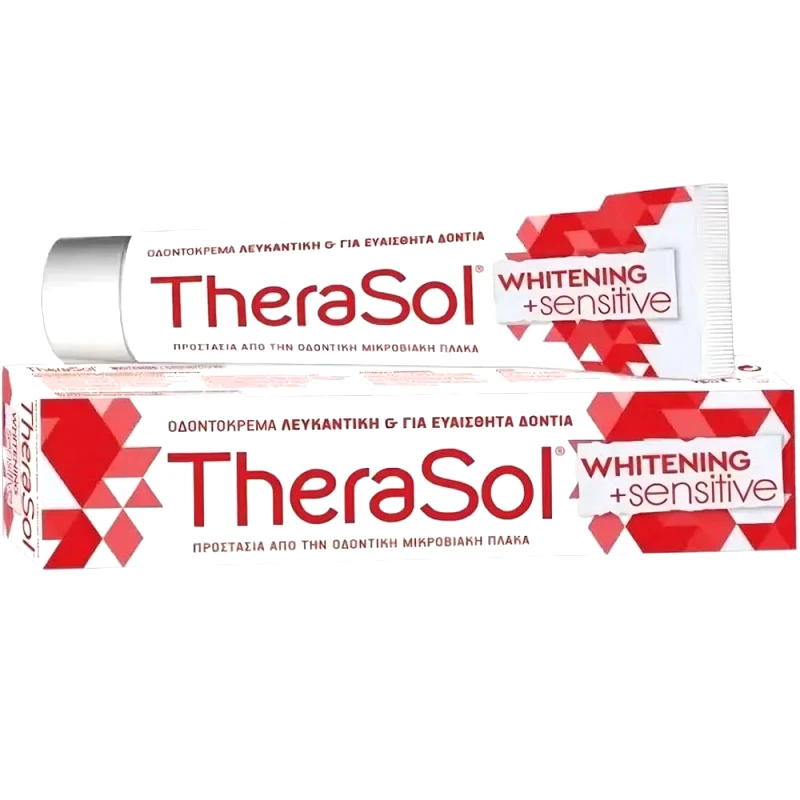 TheraSol TheraSol Whitening & Sensitive Toothpaste Λευκαντική Οδοντόκρεμα για Ευαίσθητα Δόντια & Προστασία από την Οδοντική Μικροβιακή Πλάκα 75ml