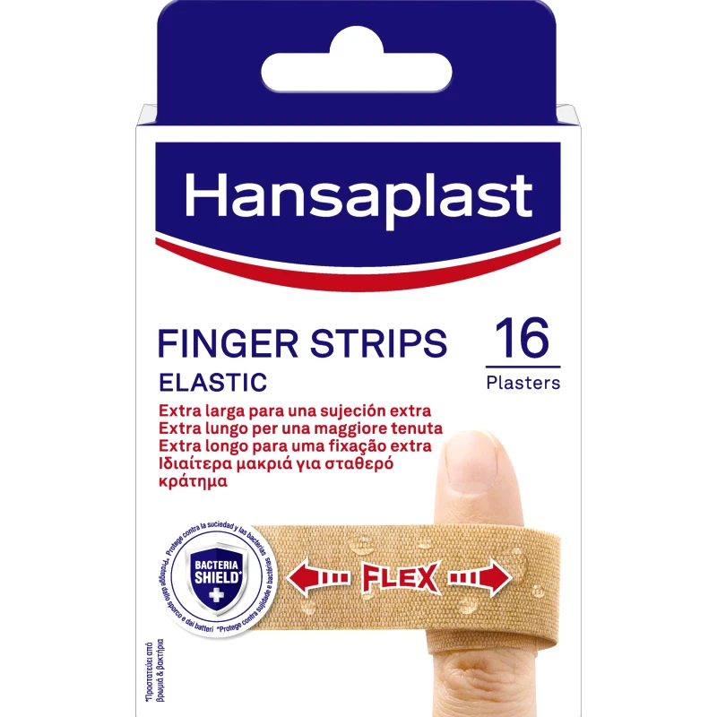Hansaplast Hansaplast Finger Strips Elastic Ελαστικά Επιθέματα Δακτύλων για την Κάλυψη & Προστασία Μικρών Πληγών 16 Τεμάχια