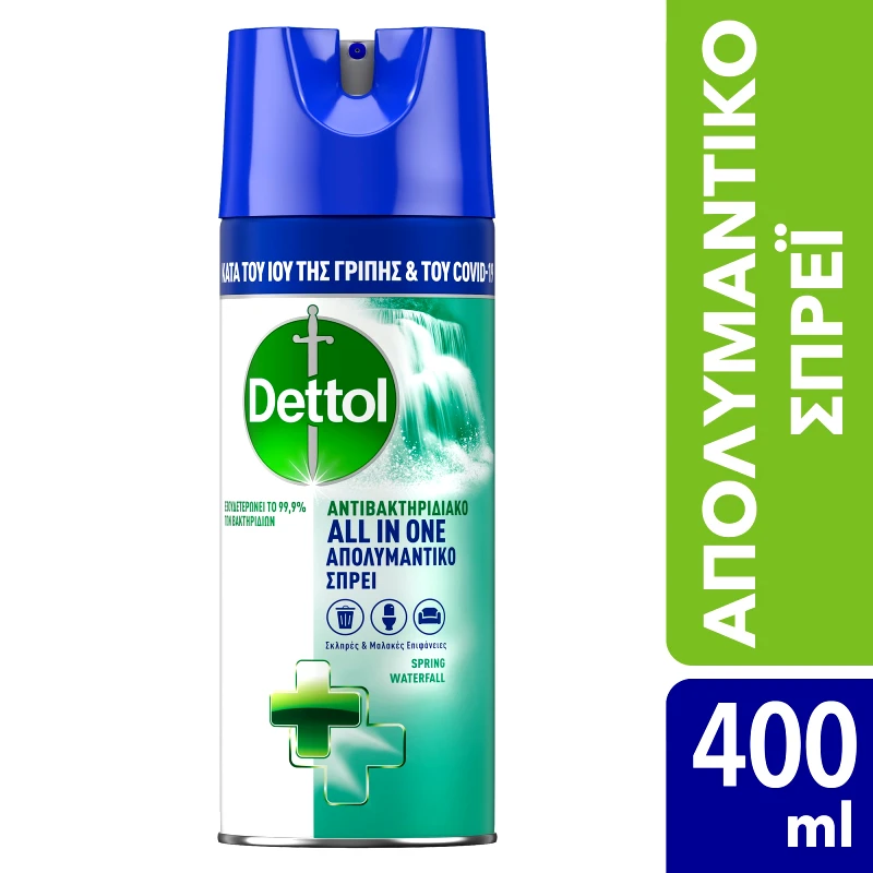 Dettol Dettol All in One Spray Spring Waterfall Απολυμαντικό Αντιβακτηριδιακό Σπρέι για Σκληρές & Μαλακές Επιφάνειες 400ml
