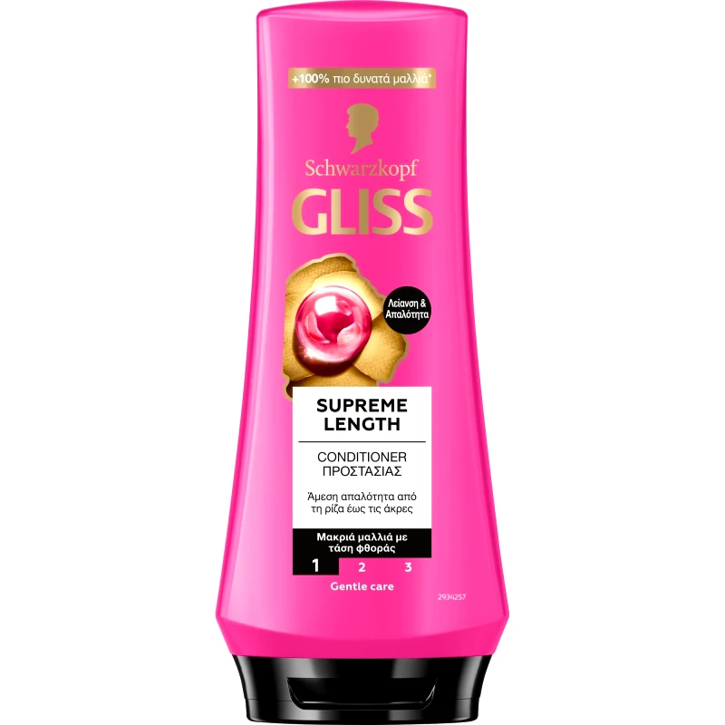 Schwarzkopf Schwarzkopf Gliss Supreme Length Conditioner Κρέμα Περιποίησης για Εύθραυστα Μακριά Μαλλιά με Λιπαρές Ρίζες 200ml