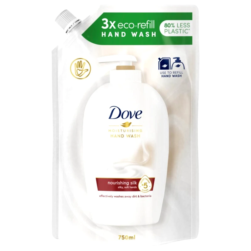 Dove Dove Nourishing Silk Moisturising Hand Wash Υγρό Κρεμοσάπουνο Ανταλλακτικό σε Σακουλάκι με Μεταξένιο Άρωμα - 750ml Refill