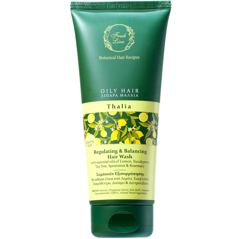 Fresh Line Fresh Line Botanical Hair Recipes Thalia Oily Hair Regulating & Balancing Hair Wash Σαμπουάν Ρύθμισης Λιπαρότητας Θάλεια Κατάλληλο για Λιπαρά Μαλλιά 200ml