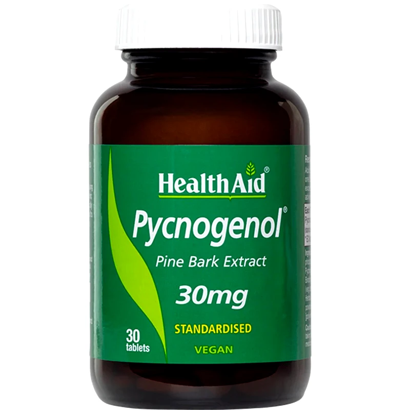Health Aid Health Aid Pycnogenol 30mg Συμπλήρωμα Διατροφής Εκχυλίσματος του Φλοιού Πεύκου Πλούσιο σε Πυκνογενόλη για την Καλή Υγεία του Κυκλοφορικού με Ισχυρές Αντιοξειδωτικές Ιδιότητες 30tabs